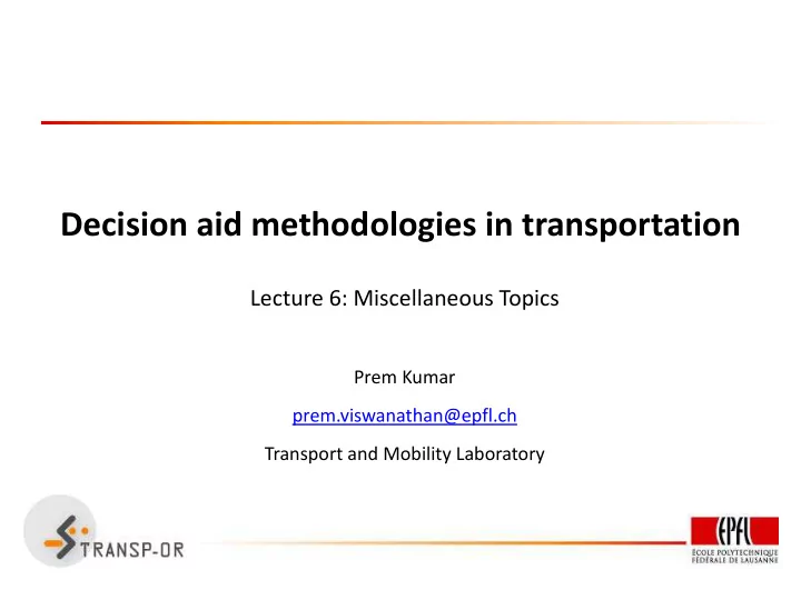 decision aid methodologies in transportation