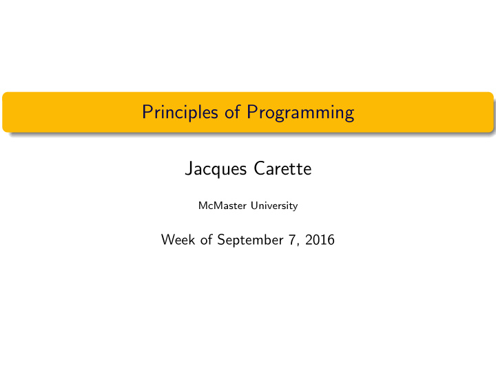 principles of programming jacques carette
