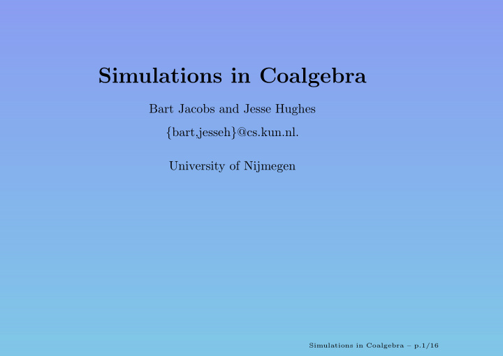 simulations in coalgebra