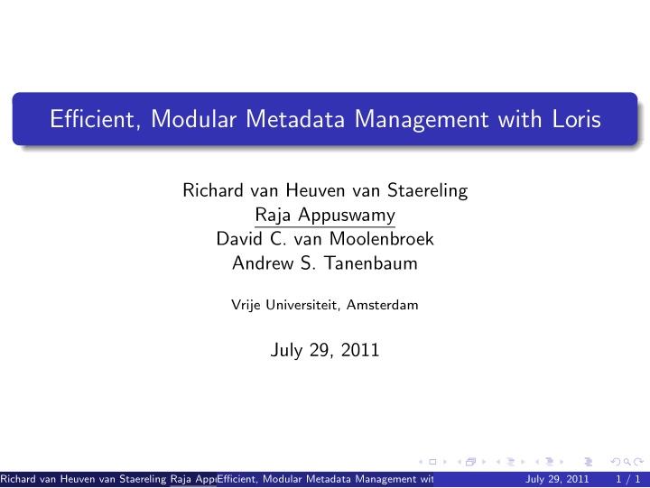 efficient modular metadata management with loris