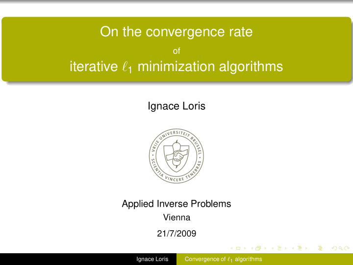 on the convergence rate