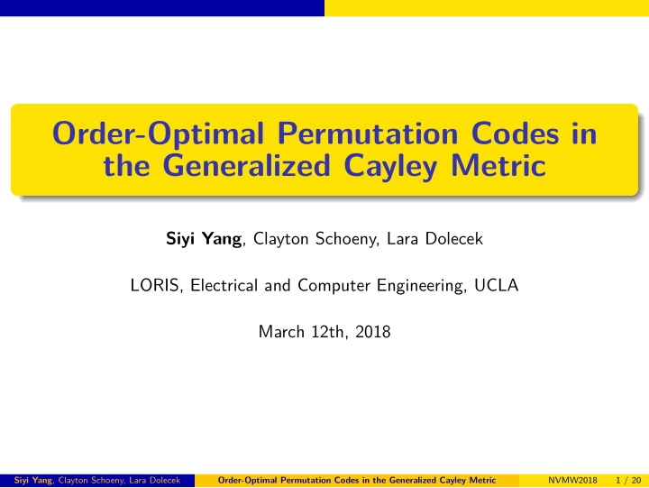 order optimal permutation codes in the generalized cayley