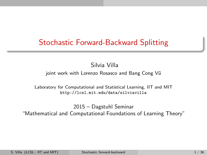 stochastic forward backward splitting