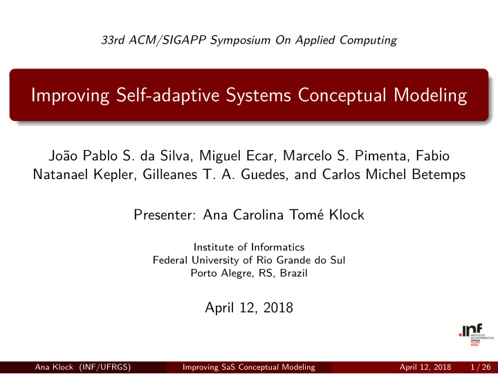 improving self adaptive systems conceptual modeling