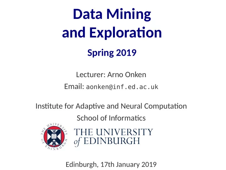data mining and exploratjon