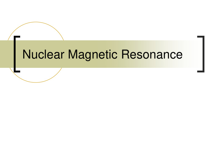 nuclear magnetic resonance nmr spectrum