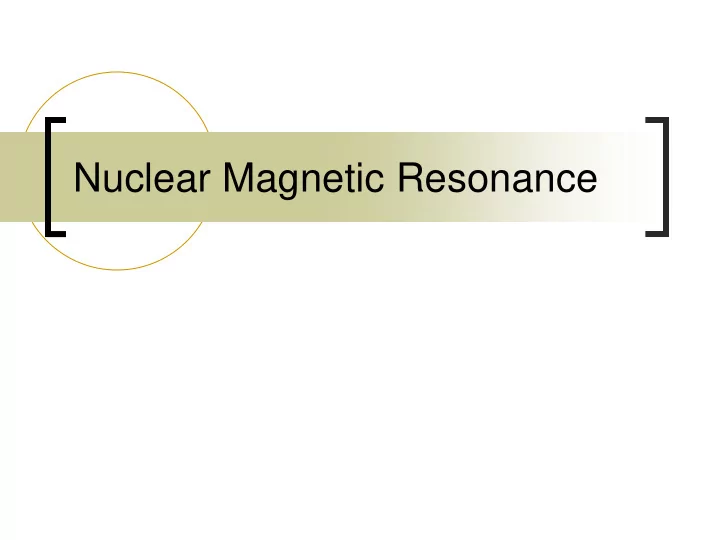 nuclear magnetic resonance nmr spectrum