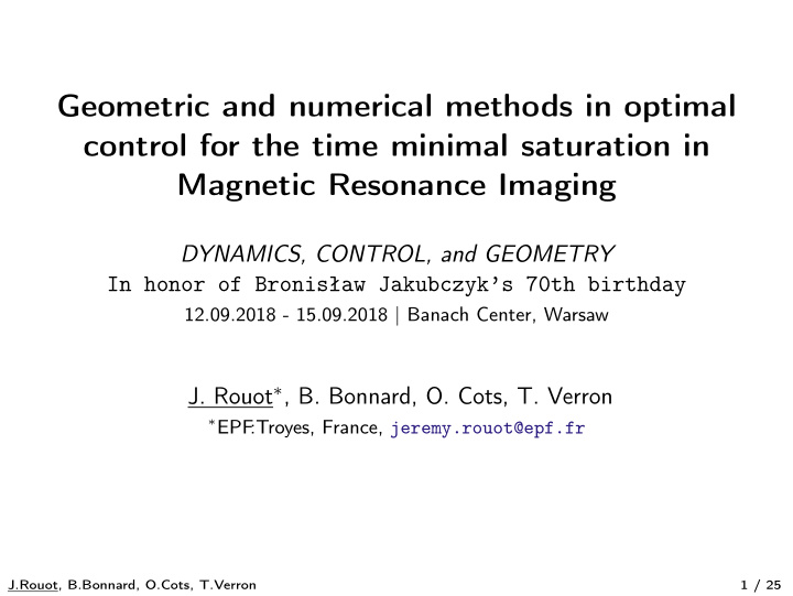 geometric and numerical methods in optimal control for