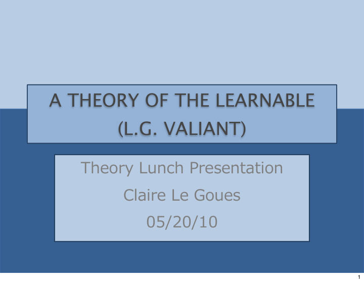 a theory of the learnable l g valiant