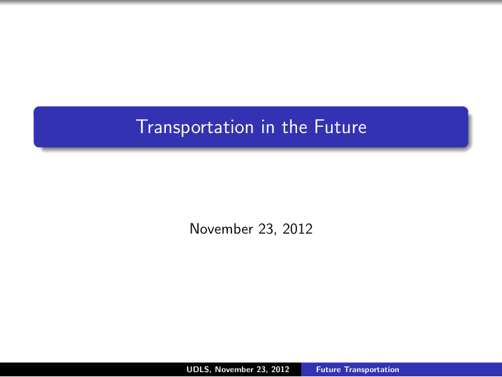 transportation in the future