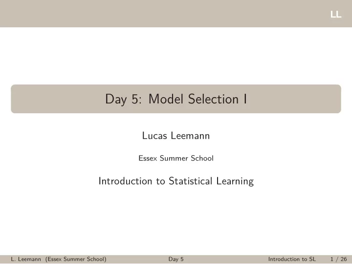 day 5 model selection i