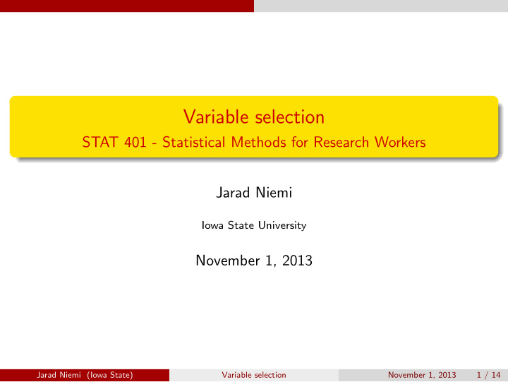 variable selection