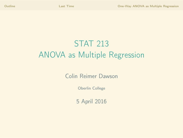 stat 213 anova as multiple regression