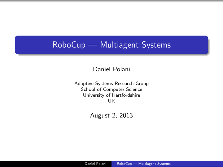 robocup multiagent systems