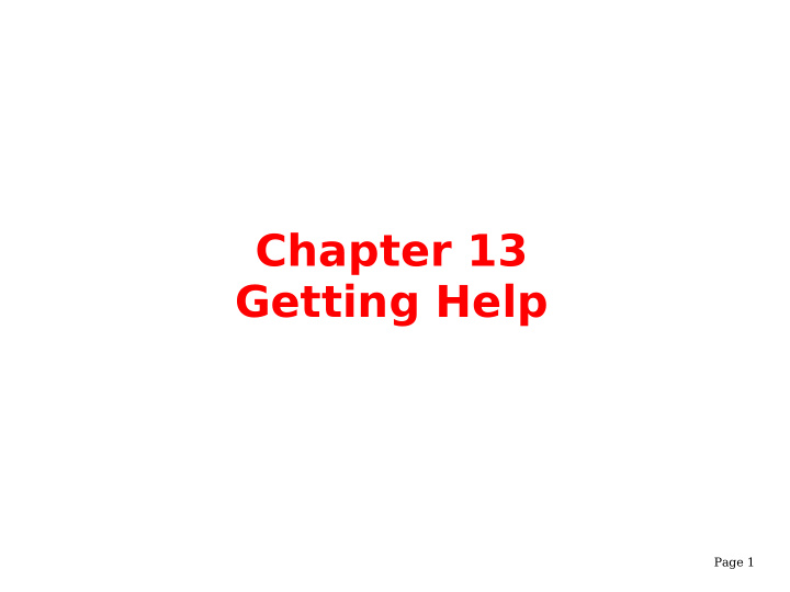 chapter 13 getting help