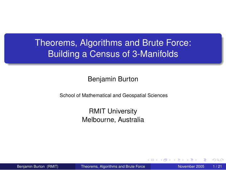 theorems algorithms and brute force building a census of