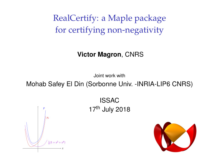 realcertify a maple package for certifying non negativity