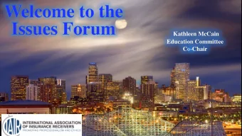 Kathleen McCain  Education Committee  Co-Chair  IAIR ISSUES FORUM  Risk Corridor Litigation/Options