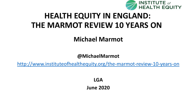 health equity in england the marmot review 10 years on