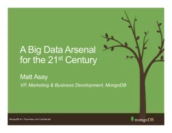 A Big Data Arsenal for the 21 st Century  Matt Asay  VP, Marketing &amp; Business Development,