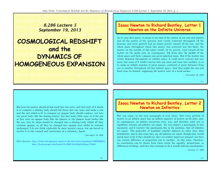 alan guth cosmological redshift and the dynamics of