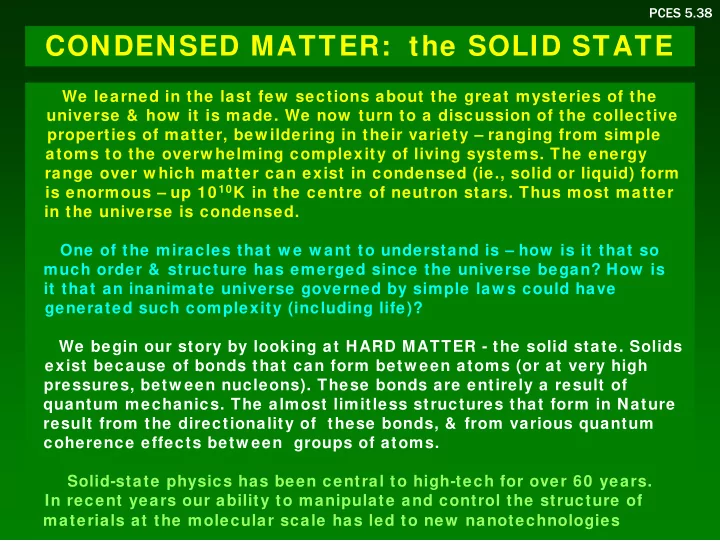 condensed matter the solid state