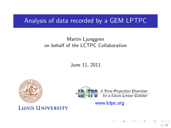 analysis of data recorded by a gem lptpc