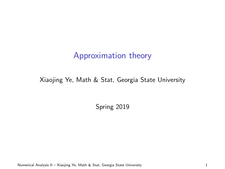 approximation theory