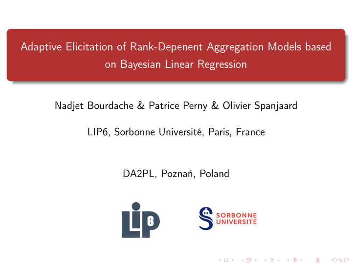 adaptive elicitation of rank depenent aggregation models