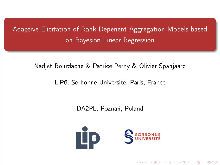 adaptive elicitation of rank depenent aggregation models