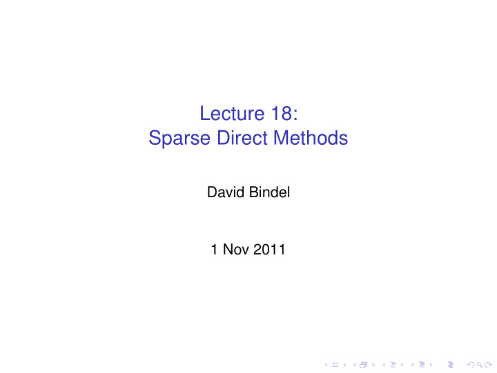 lecture 18 sparse direct methods