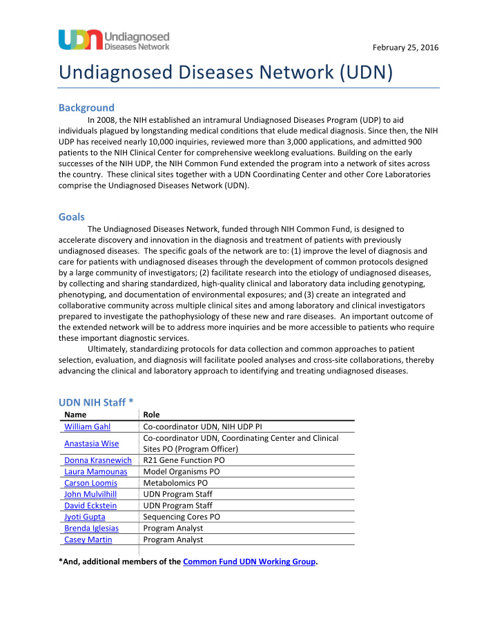 undiagnosed diseases network udn