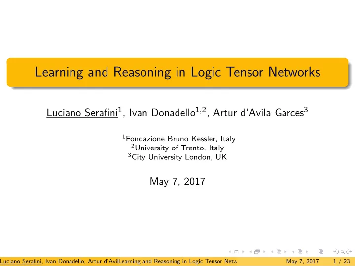 learning and reasoning in logic tensor networks