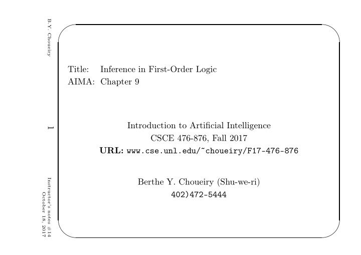 title inference in first order logic aima chapter 9