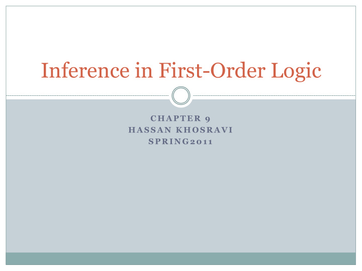 inference in first order logic
