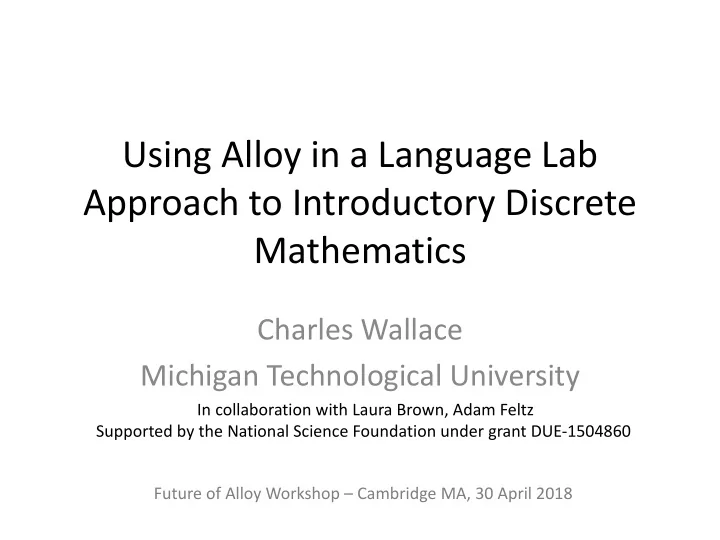using alloy in a language lab approach to introductory