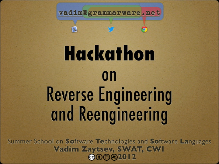 hackathon on reverse engineering and reengineering