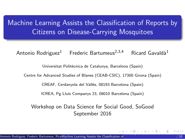 machine learning assists the classification of reports by