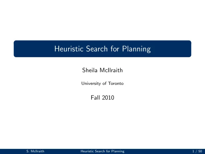 heuristic search for planning