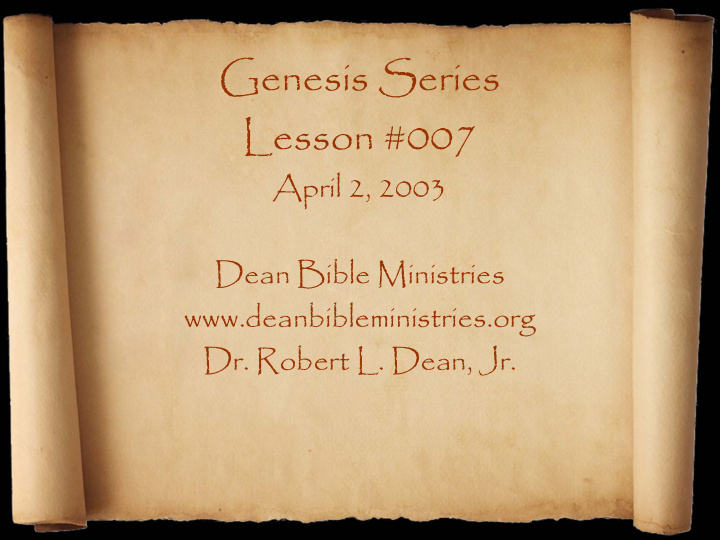 genesis series lesson 007