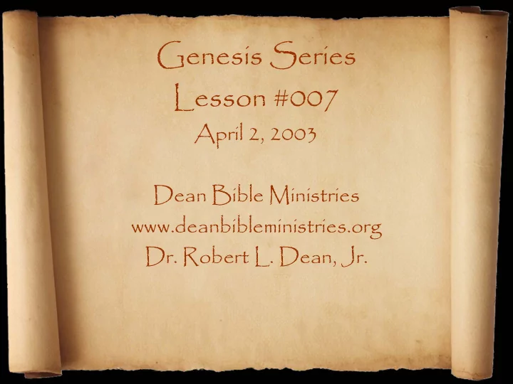 genesis series lesson 007