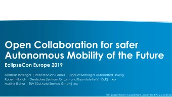 Autonomous Mobility of the Future  EclipseCon Europe 2019  Andreas Riexinger | Robert Bosch GmbH |