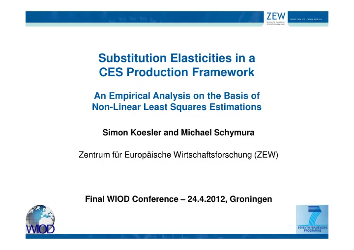 substitution elasticities in a ces production framework