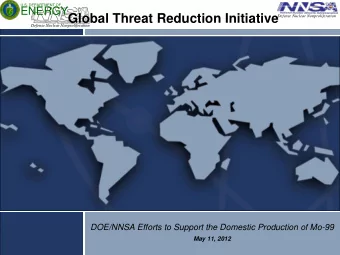 Global Threat Reduction Initiative  Defense Nuclear Nonproliferation  Defense Nuclear