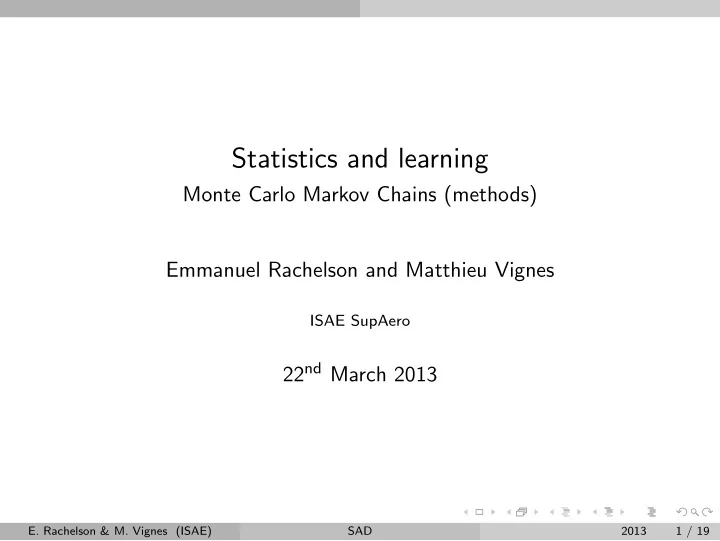 statistics and learning