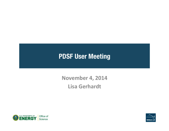 pdsf user meeting