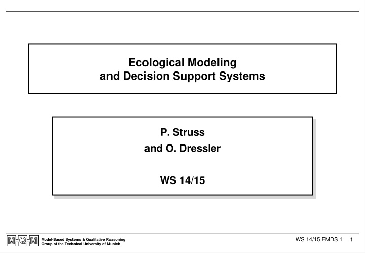 ecological modeling and decision support systems