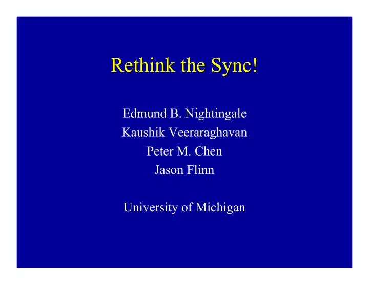 rethink the sync rethink the sync
