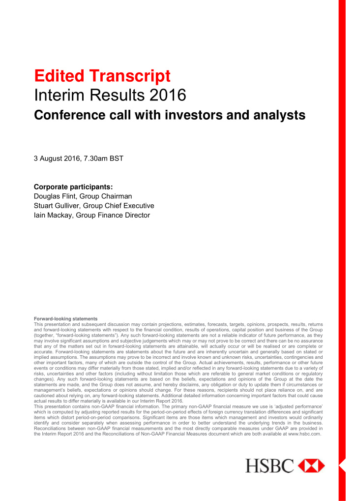 edited transcript interim results 2016 conference call