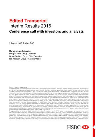 Edited Transcript  Interim Results 2016 Conference call with investors and analysts  3 August 2016,